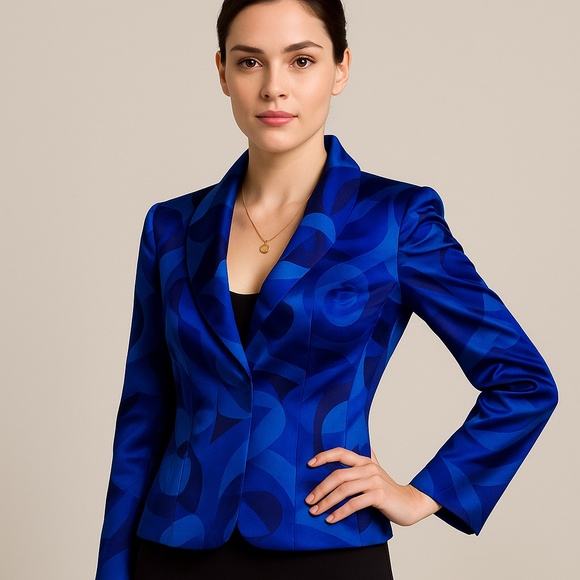 Armani Collezioni Blue Silk Blazer EU 44 Made in Italy 🇮🇹 - Picture 2 of 14